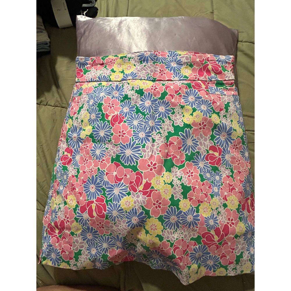 Kim Rogers Womens Floral Print Knee Length Skirt Pink Blue Yellow Size 10
